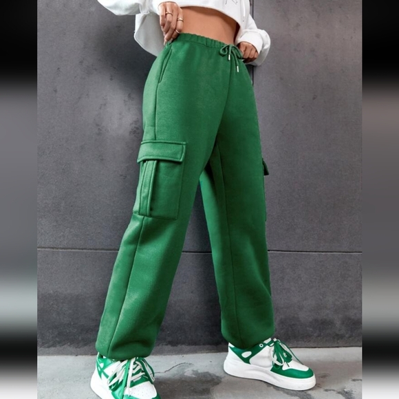 SHEIN EZwear Flap Pocket Side Drawstring Waist Sweatpants Size Women's Medium - Picture 1 of 12